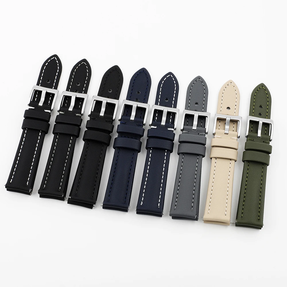 Deluxe Sailcloth Watch Band with Handmade Stitching and Quick Release Strap