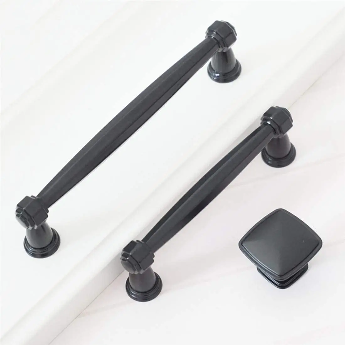 

Black Cabinet Handles Simple Wardrobe Pulls Modern Kitchen Cupboard Door Knobs Square Single Hole Drawer Knob