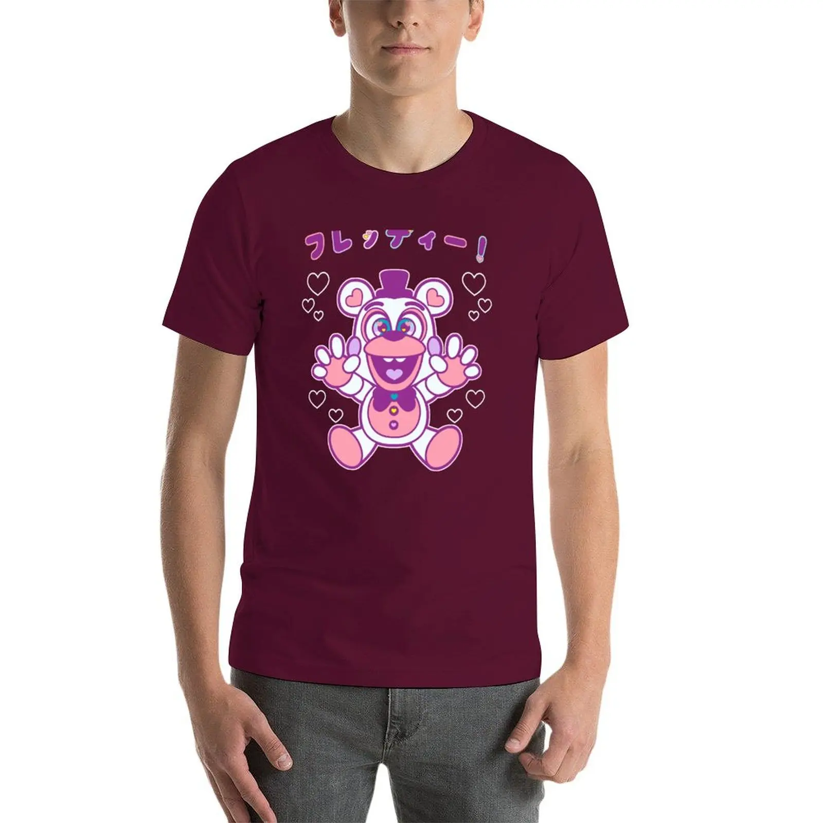 Фото Kawaii Funtime розовая футболка для мальчиков Белая Летняя одежда большого размера мужские Графические футболки Аниме №3