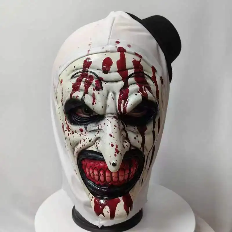thumbnail image 1 of Máscara de cosplay Scary Terrifier 3, máscara de látex sangrienta de payaso para Halloween, decoración suave para fiestas, accesorios para disfraces de Halloween para hombres y mujeres, 1 of 5