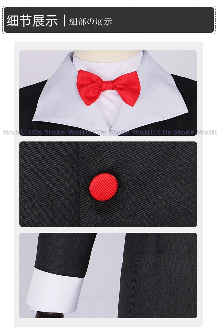 Husk Cosplay Costume Uniform Hazbin Cosplay Hotel Husk Halloween Party Cosplay Costume Black Outfits With Hat Ears Eyebrows Prop 8