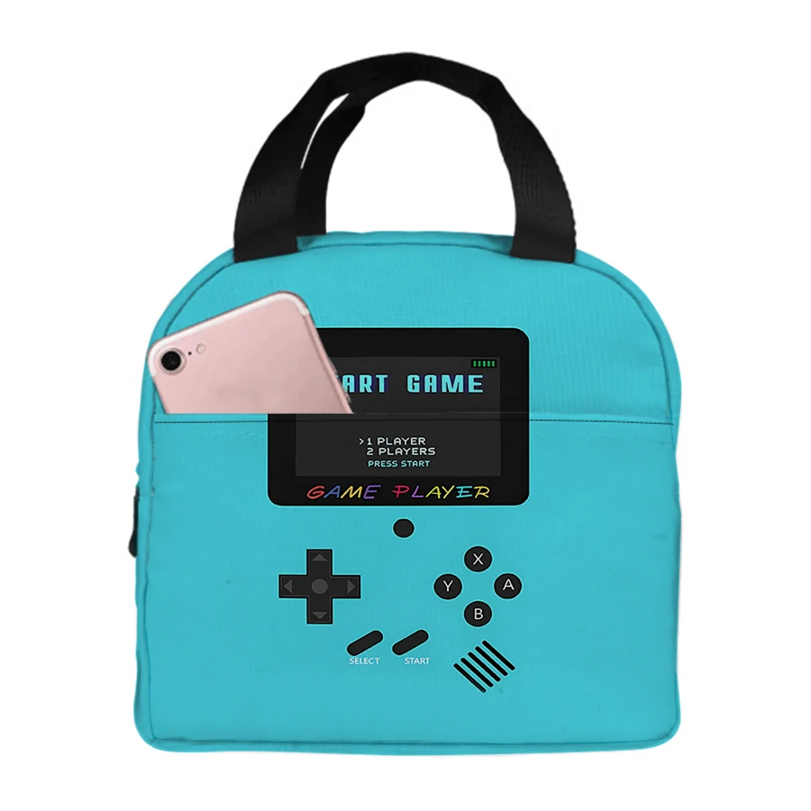 Simple Games Console Isolierte kleine tragbare Lunchtasche für Jungen/Mädchen, Kinder, beste Geschenke, 2D-Cartoon-Lunchbox-Tasche, Schule, Bento