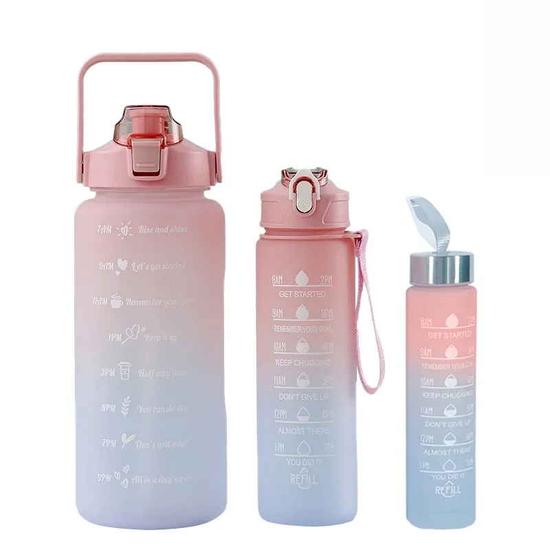 Botella de agua motivacional para beber, botella de agua deportiva con  pegatinas de marcador de tiempo, vasos de plástico reutilizables portátiles  de 2 litros - AliExpress
