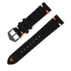 Vintage-Style Genuine Leather Watch Strap, 20mm/22mm for 20mm watch band (Black 05)