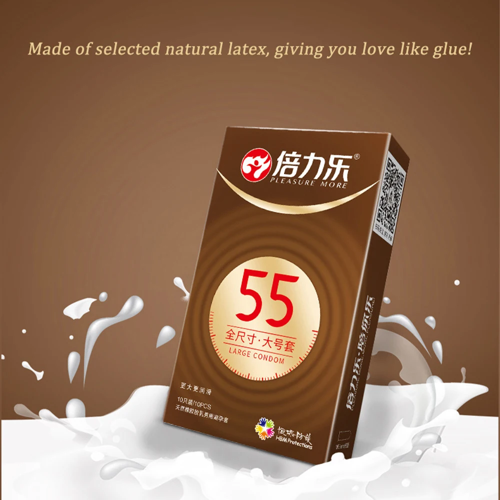 Ultra Thin Large Condom 55/56/58/60mm Penis Sleeves Condom Lubricant Glossy Natural Latex Adult Erotic Safer Sex Products 2