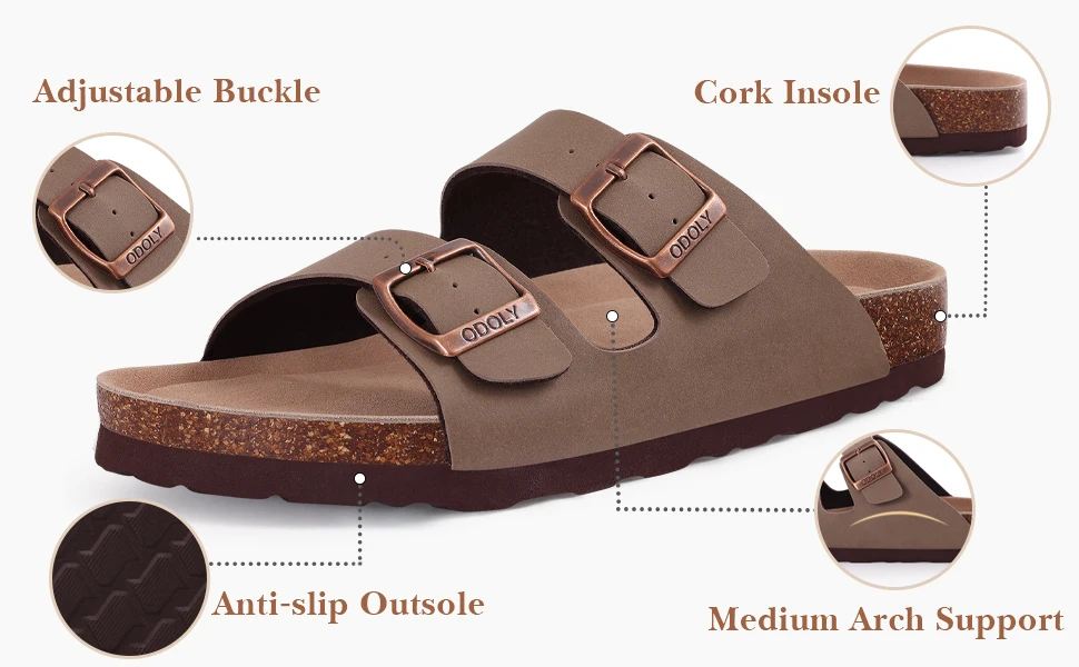 CRACOMIN Clogs für Damen, neue Kork-Slipper, Unisex, klassische Kork-Sandalen, modische Clogs aus Rindsleder, Mules für Herren, Outdoor-Strand-Slipper – Detail 8