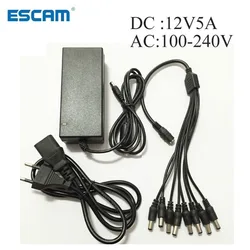 Enhanced Power Supply Adapter with 8-Way Split Cable for CCTV Security Systems