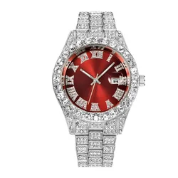 Luxury Waterproof Iced Out Quartz Wristwatch with Calendar Function and Hip Hop Style Design (Style2)