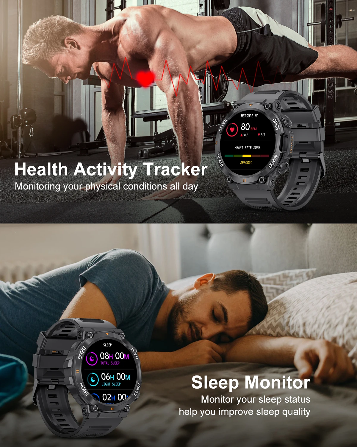 LIGE 2024 NEW Smart Watch for Men Bluetooth Sport 400mAh Long Standby 1.39 Inch 360*360 HD Screen Outdoors Smartwatch K56 Pro