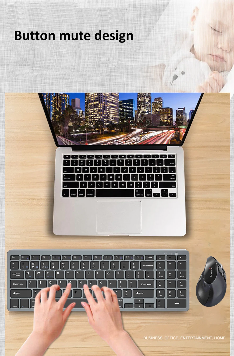 Mouse Teclado Sem Fio Conjunto para Windows