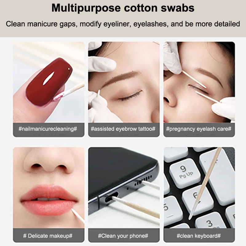 100pcs Micro Wood Cotton Swab Eyelash Extension Tools Tatoo Microblading Cleaning Wooden Sticks Cosmetic Cotton Brush Buds Tip S09d21c7b52d9461ab9be399fa9997c040