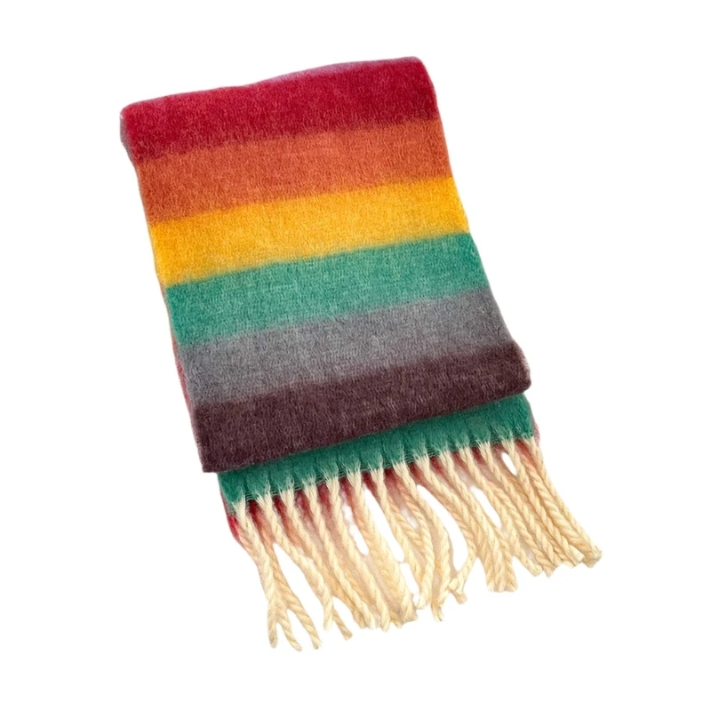 Fashion Rainbow Scarf Cosy Fringe Designing Neckerchief for Boys and Girls 3-12T QX2D