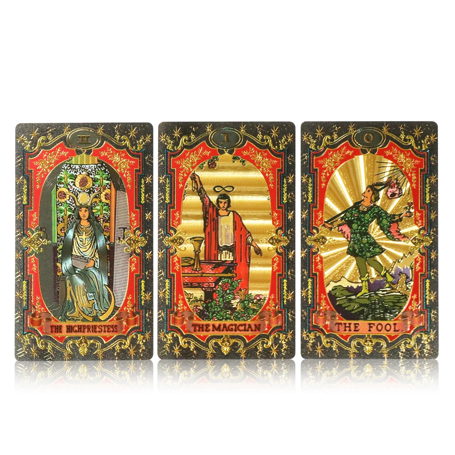 Foil Tarot Cards Deck Waterproof Wrinkle Resistant Gloden