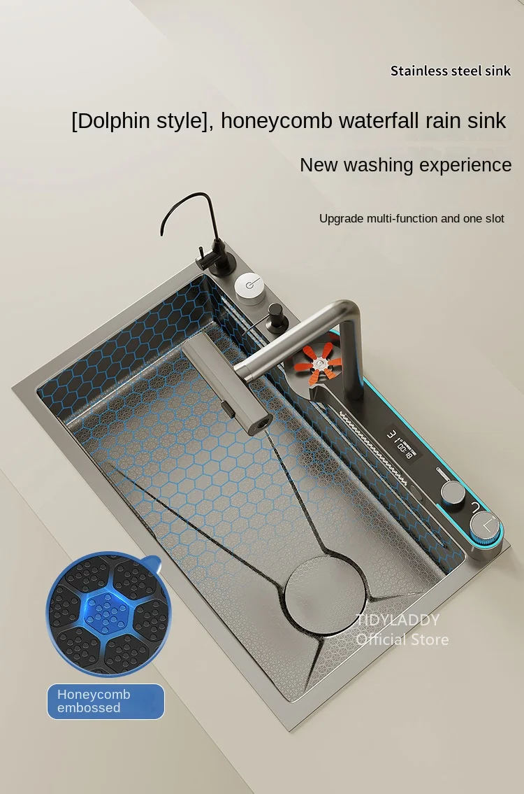 Description Picture 2 of itemNew Pull Out Waterfall Kitchen Sink Water Tap Kitchen Sink Multifunction Waterfall Kitchen Faucets Novel Kitchen Accessorie