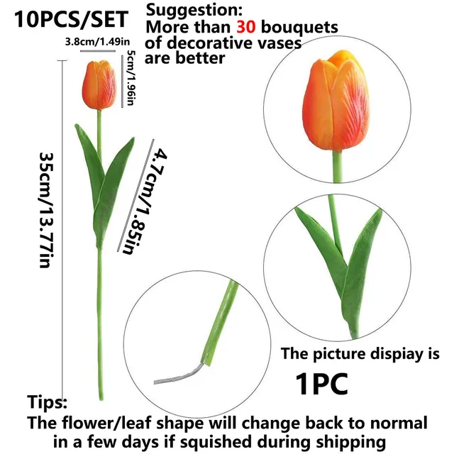 10 pièces fleur artificielle réaliste tactile tulipe Scrapbooking Vase décor à la maison mariage jardin arc guirlande fête des mères Bouquet bricolage 5