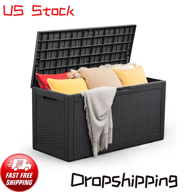 

New Outdoor All-Weather 100 Gallon Resin Deck Box, Black Storage Organizer Home Organization and