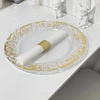 100 PCS Charger Plate Plastic Decorative Service Tray Clear Dinner Trays Banquet Plates Wedding Party Decor Table Place 13inch 2