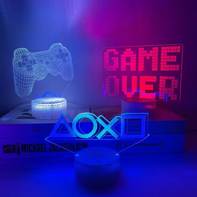 For Playstation Logo 3D Night Lamp Gaming Room Desk Setup Lighting Decor on the table Game Sensor Light for Kids Bedside Gift 2