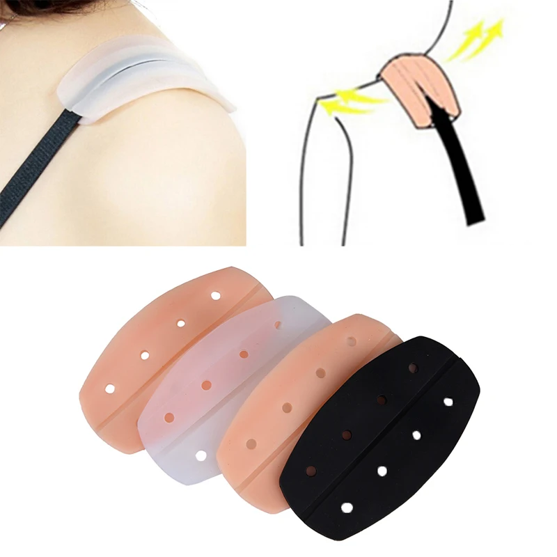 1Pair Soft Anti-slip Silicone Half-Transparent  Shoulder Pads Lady Relief Pain Bra Strap Cushions No-Slip Holder
