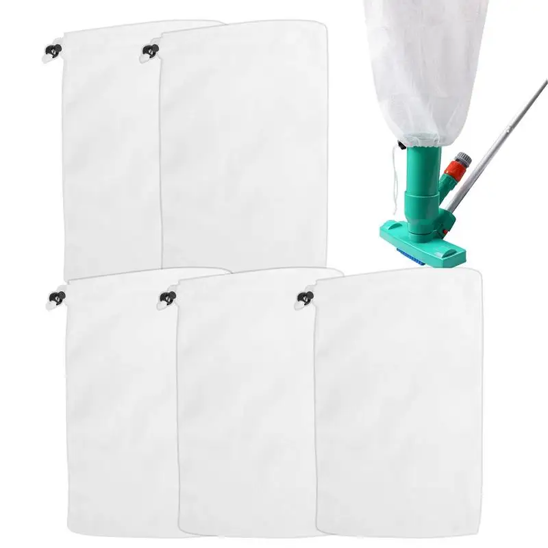 

Mesh Bag For Pool Vacuum 5Pcs Fine Mesh Filter Bags 11.8 X 9 Inch Leaf Gulper With Lock Cord Leaf Catcher Leaf Terminator For