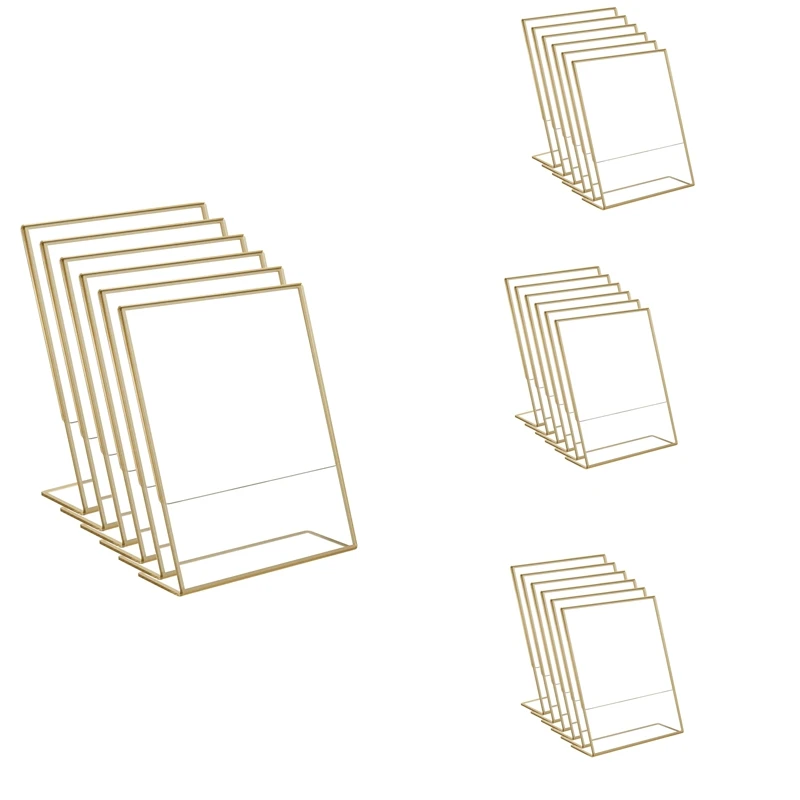 Y17A Acrylic Gold Frame, Slanted Back Table Sign Holder For Wedding Table Card Restaurant Signs Photos
