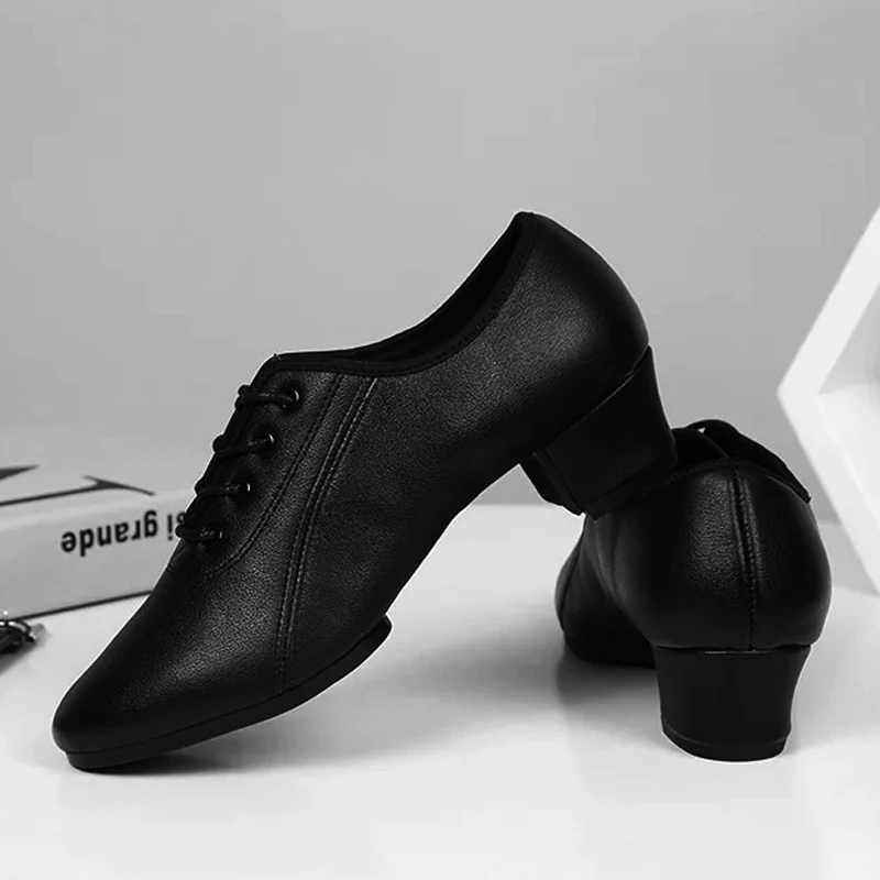 Men Dance Shoes  Ballroom Sneakers Genuine Leather Latin Dance Shoes Modern Dance Shoes Boys Shoes Children Square HEEL 3.5cm