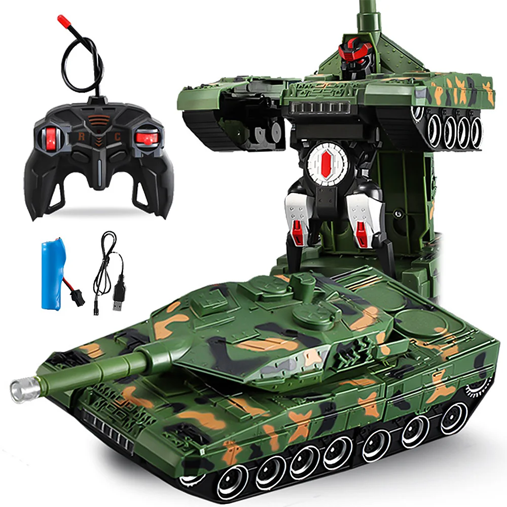 Rc Battle Tank Electric Deformation Tank Robot Heavy Large Interactive Military War Remote Control Toy Boy Toys