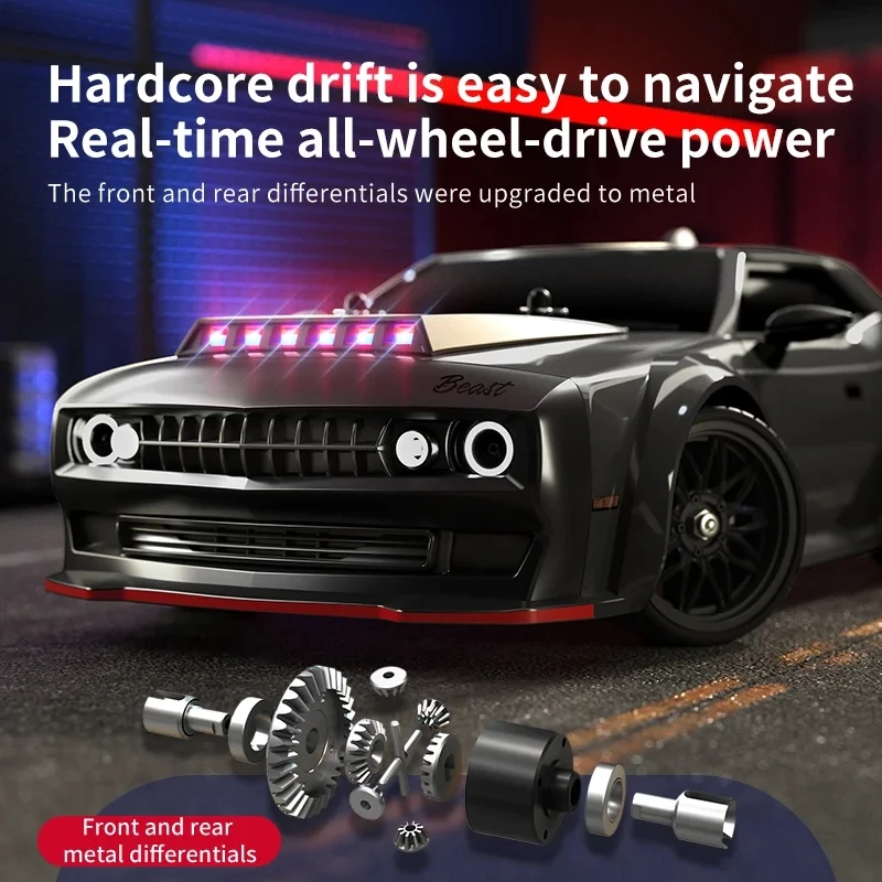 1:16 귯ø RC 帮Ʈ ī, LED , 4WD   ̽   Ʈ,  , 70 km/h, ǰ