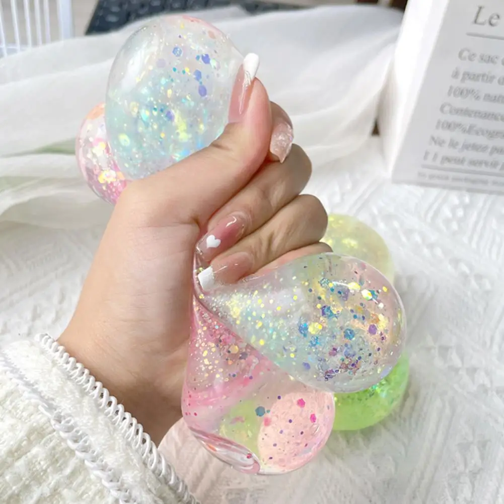 Stress balls Fidget toys Anti stress toy Release pressure toy Squishy toys Decompression toy Sensory toys Stress relieving toy Anti-stress Ball Soft TPR Slow Rebound Sequins Maltose Ball Pinch Toy Stress Relief Elastic Squeezing Colored Decompression