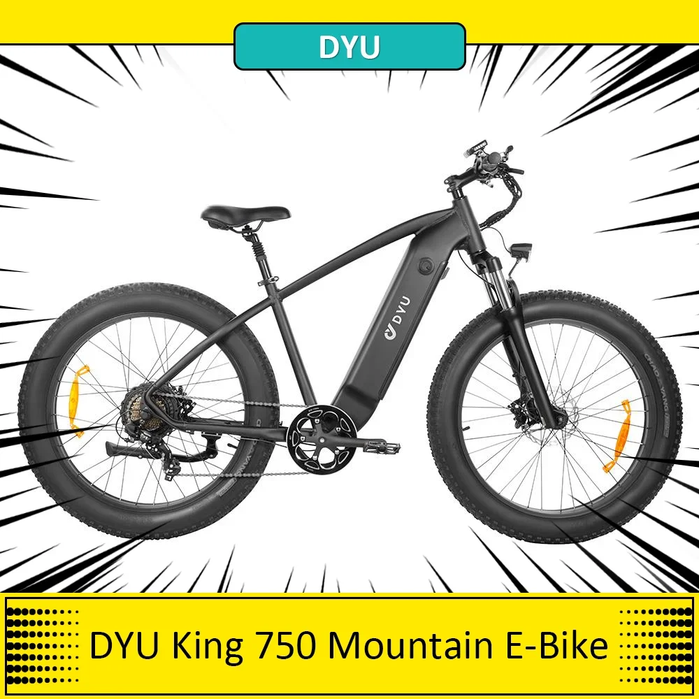 Dyu King 750 Bicicletta Elettrica 48V 750W Motore 20Ah Batteria 26 Pollici Fat Mountain Ebike 80Km Gamma Fat Tire E-Bike Fuoristrada