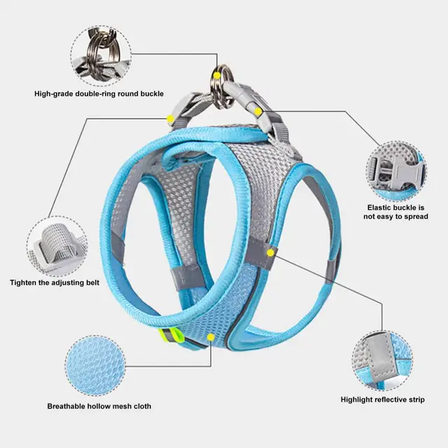 Body Shape Fitting Pet Vest Breathable Mesh Reflective Pet Vest Harness with Leash Adjustable Buckle for Small Dog Puppy for Pet 2