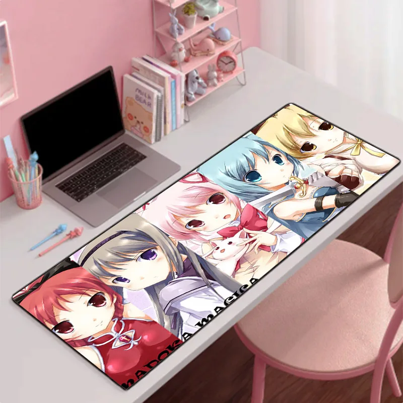 

Puella Magi Madoka Magica Anime Kawaii Mousepad 900x400 Gaming Accessories Keyboard Deskmat Laptop Office Soft Anime Mouse Pad