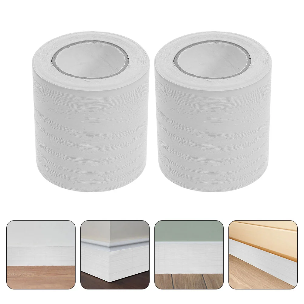 

2 Rolls Self-adhesive Baseboard Flexible Molding Trim Skirting Television Pvc Covers Strip Wall Corner Decor