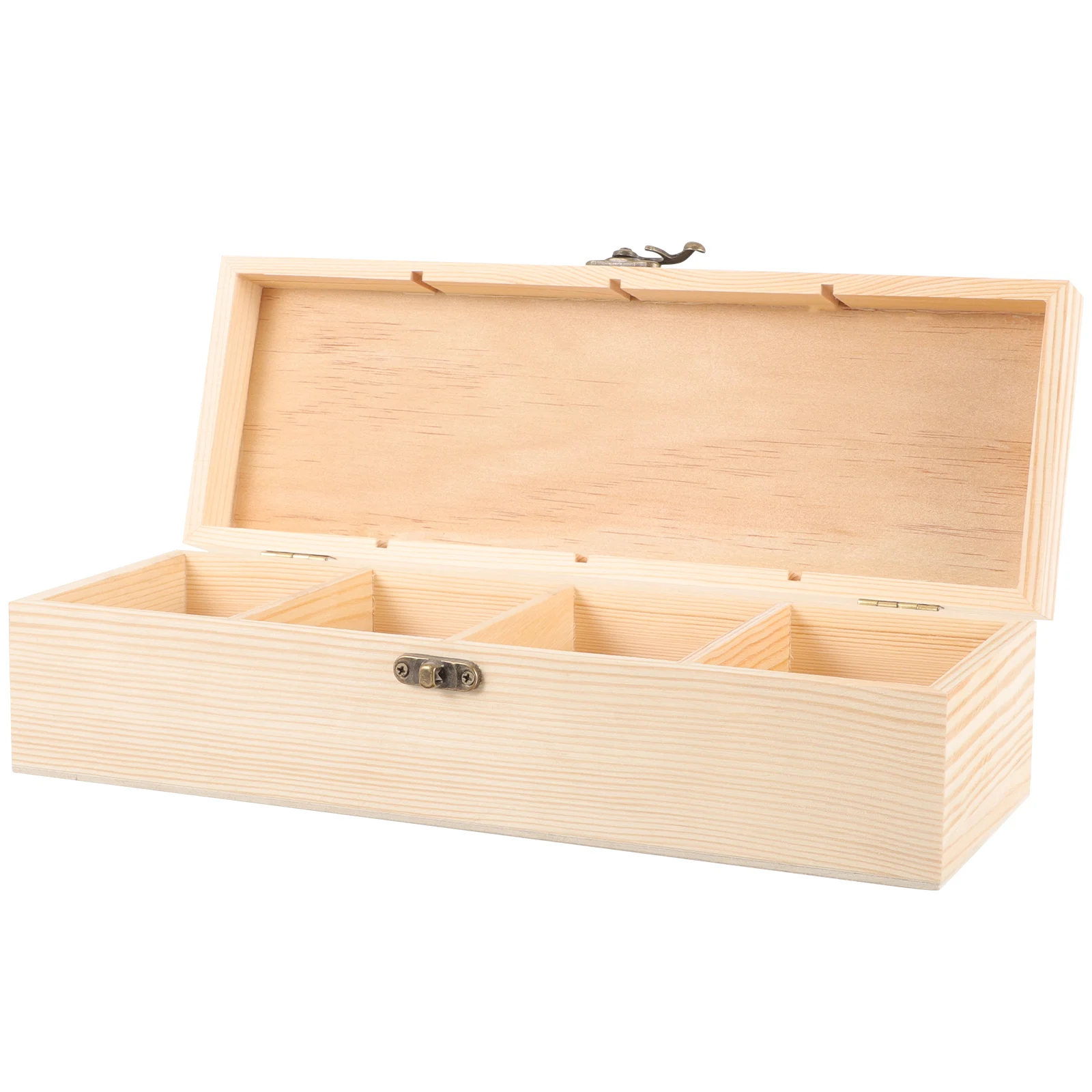 Box Jewery Case for Storage 4 Compartments Tea Chest Divided Teabox Bag Dispenser Organizer Jewelry Holder Coffee