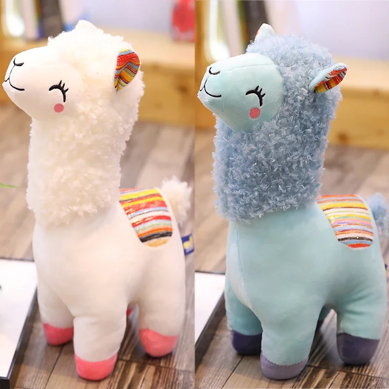 MUNSKT Peluche di alpaca in piedi, 25 cm, simpatico alpaca e lama, regalo per bambini, ragazze, ragazzi (rosso