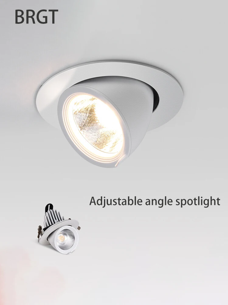 BRGT LED Spotlights Recessed 360 ° Rotation Adjustment Ceiling Lamp 7W 75mm Downlight Foco For Kitchen Bathroom Indoor Lighting