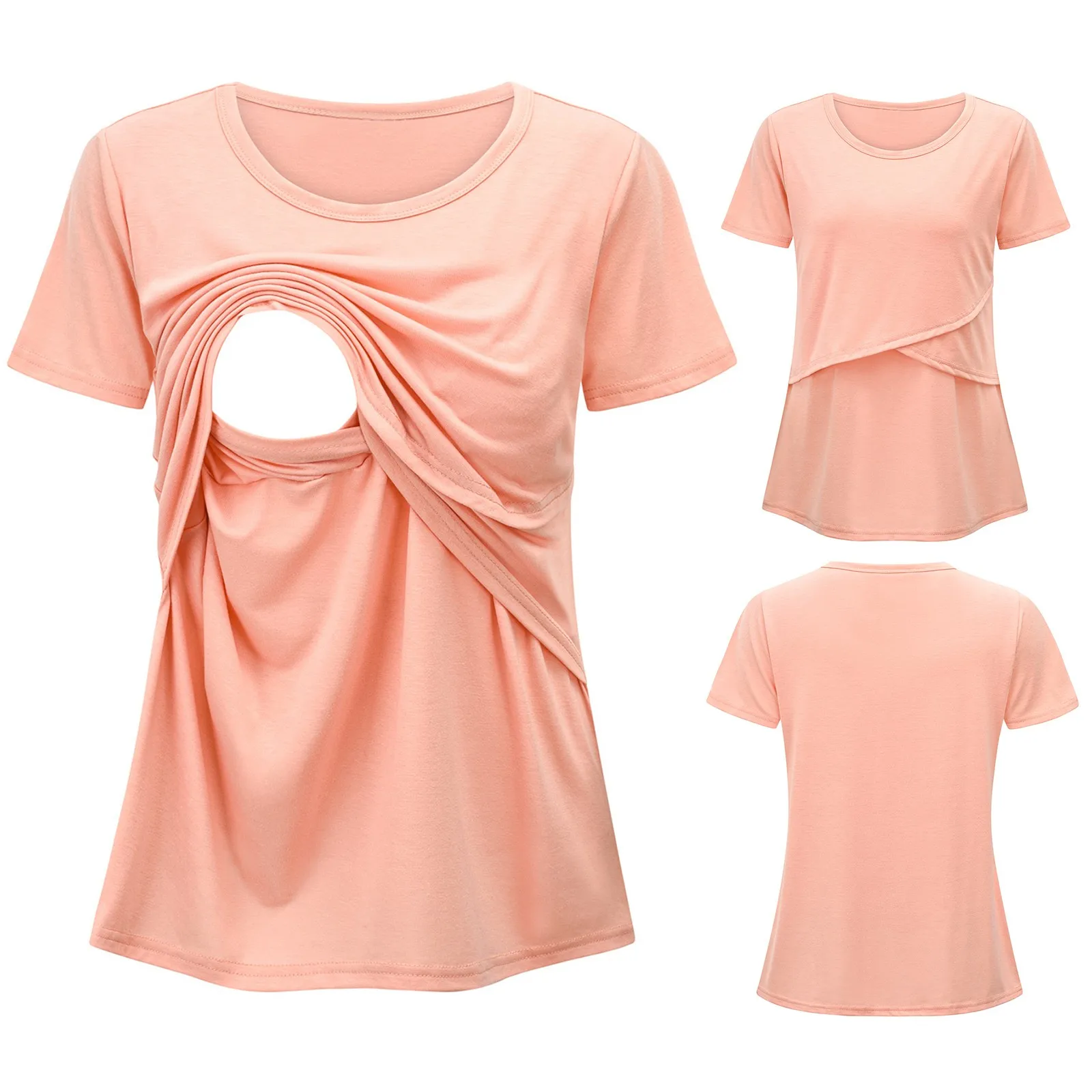

Pregnant Women Breastfeeding Tee Maternity Casual Clothing Short Sleeve O-neck Nursing Tops T Shirt Loose Tee Plus Size S-2XL