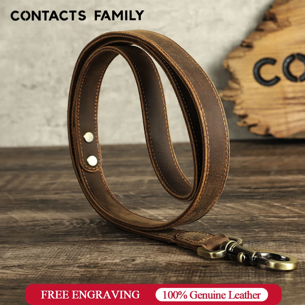 

Crazy Horse Leather Dog Leash with Heavy Duty Metal Sturdy Clasp Training Leash for Extra Large, Large and Medium Dogs