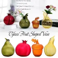 1pc Fruit Shaped Glass Vase Aromatherapy Bottle Vase Creative Pomegranate Pear Shaped Bottle Vase Home Decoration Flower Vase 1