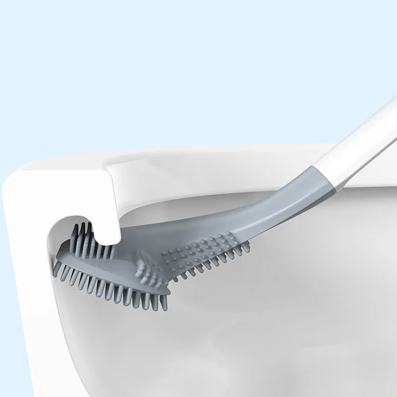 Golf Silicone Toilet Brush With Holder Set Long Handled Toilet Cleaning Brush Black Bathroom Accessories