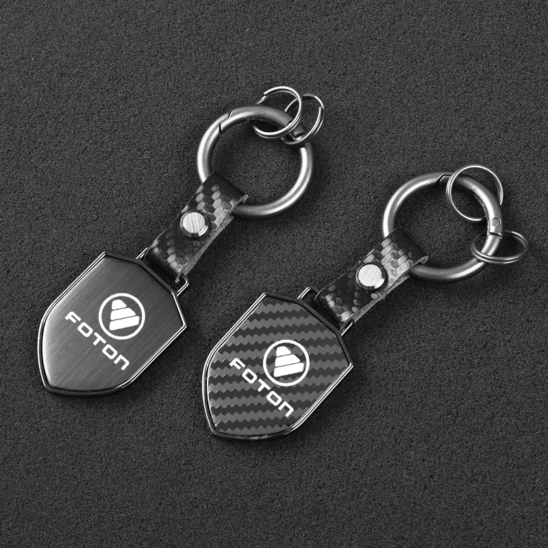 

New carbon fiber gloss black Shield Car KeyChain Fashion Business Gift For Foton Sauvana Tunland GratourGT IM6 IM8 IX5 IX7