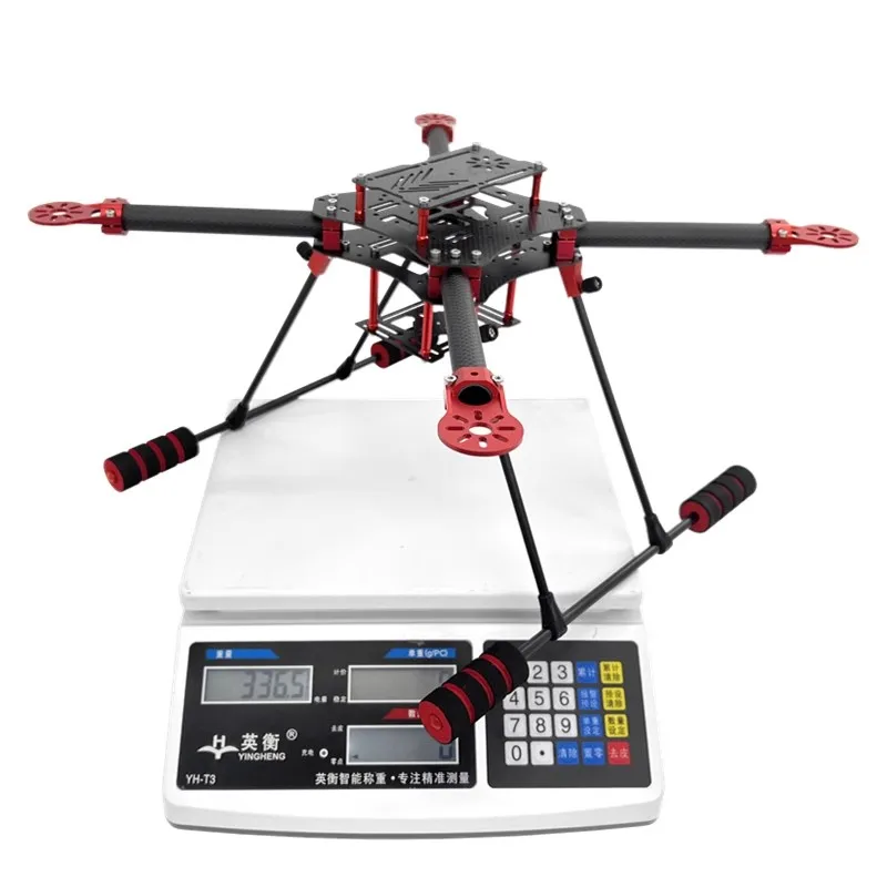 Plaque centrale en fibre de carbone 3K du kit cadre drone 450mm, percée pour montage des composants.