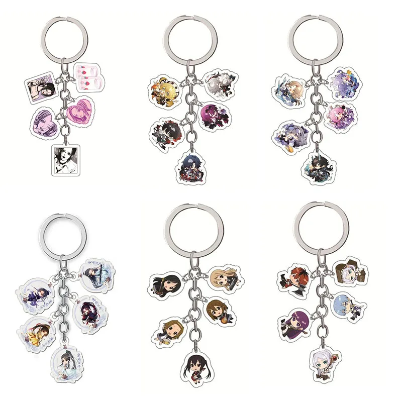 

New NANA Manga Osaki Keychain K-ON! Cartoon Key Chain Bag Accessories 5 in 1 Pendant Fans Decoration Key Men Women Jewelry Gifts