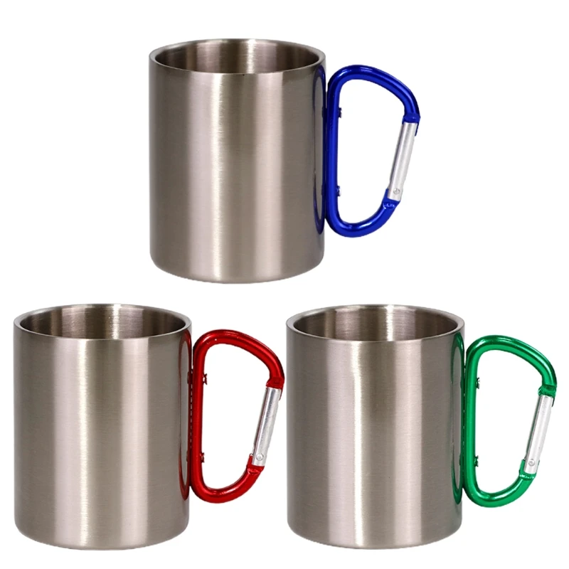 

300ml DIY Stainless Steel Travel Mug with Carabiner Handle Cup for Outdoor Sport
