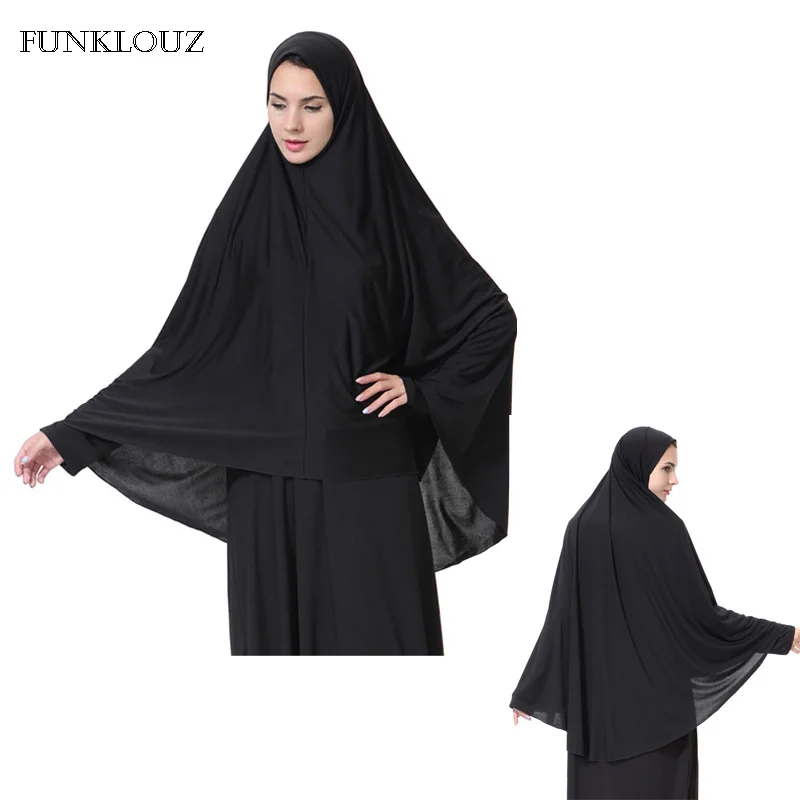 Musulmano Lungo Hijab Chiffon Niqab Burqa Turbante Islamico Loop Sciarpa Donna Foulard Preghiera Abbigliamento Khimar Hijab Head Wrap