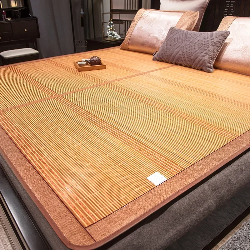Bamboo mat summer super cool mattress 1.5/1.8m bed folding double-sided grass mat double single student dormitory bamboo mat 2