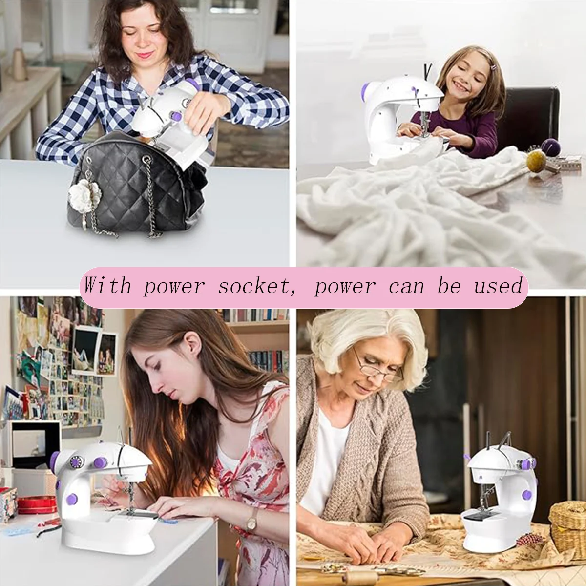 1set (11pcs) Mini Sewing Machine, Adjustable 2 Speed 2 Thread Sewing Machine, Portable Electric Sewing Machine With Foot Pedal, 5