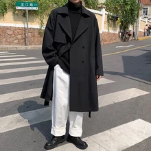 

Autumn long coat retro drape windbreaker
