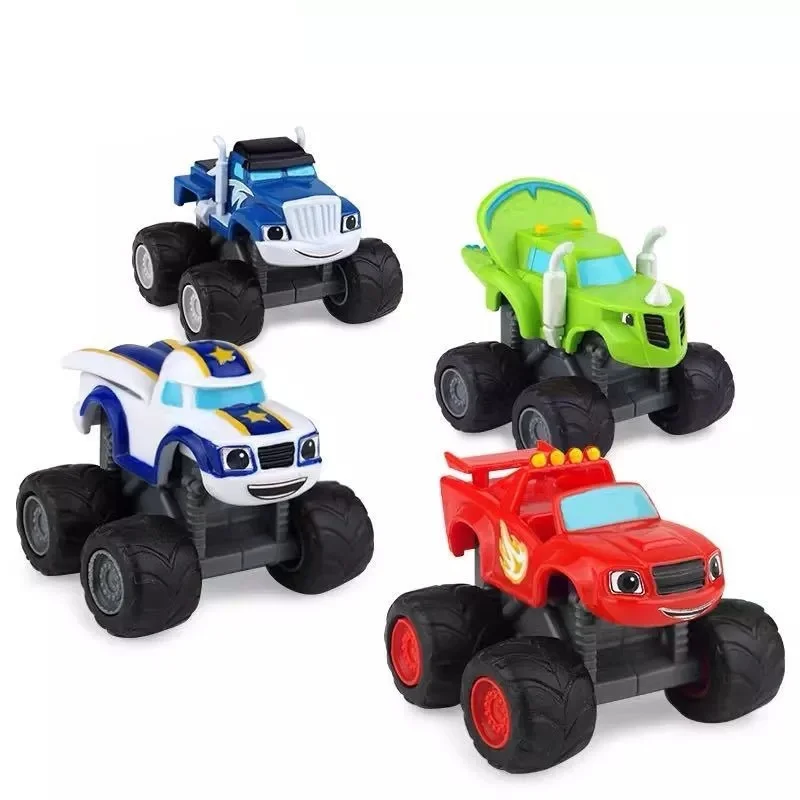 4Pcs Lot Monsters Machines Alloy Car Toys Russian Classic Blaze Model Vehicles Truck Cartoon Figure Game for Kids Birthday Gifts |