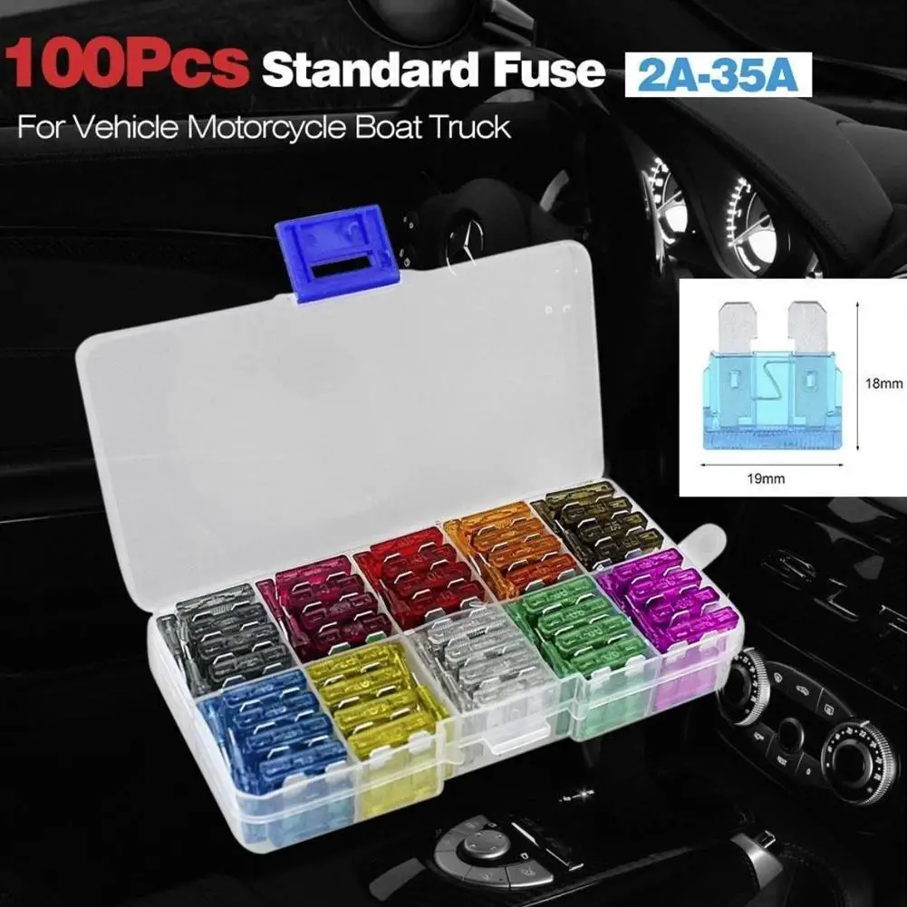 2A-35A Car Fuse Automotive Fuse Amplifier with Box Clip Combination Car Blade Set